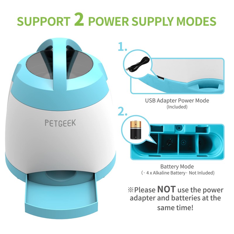 PETGEEK Automatic Dog Feeder/Treat Dispenser with Rechargeable Button Remote Control,