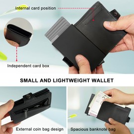AQIANGHUI Men's Wallet, Slim Wallet, Smart Wallet with Coin Compartment, Women's Small with RFID Protection Wallet, Men's Wallet, black, Modern