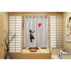 Noren Banksy Blindfold Long Stylish Room Divider Blackout Scandinavian Noren, Easy to See Funny, Soft, Decorative, Entryway, Door Curtain, Kitchen, Living Room, Restaurant, Entrance, Doorway, Width