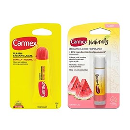 Carmex, Duopack Bálsamo Labial Classic en Tubo  Naturally Sandía, para Labios secos y Agrietados, Protege y Suavisa, con ingredientes Naturales, 2 pz 