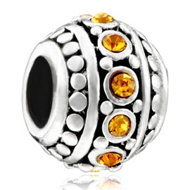 CharmSStory November Simulated Birthstone Synthetic Crystal Charm Space Beads Charmss for Bracelets