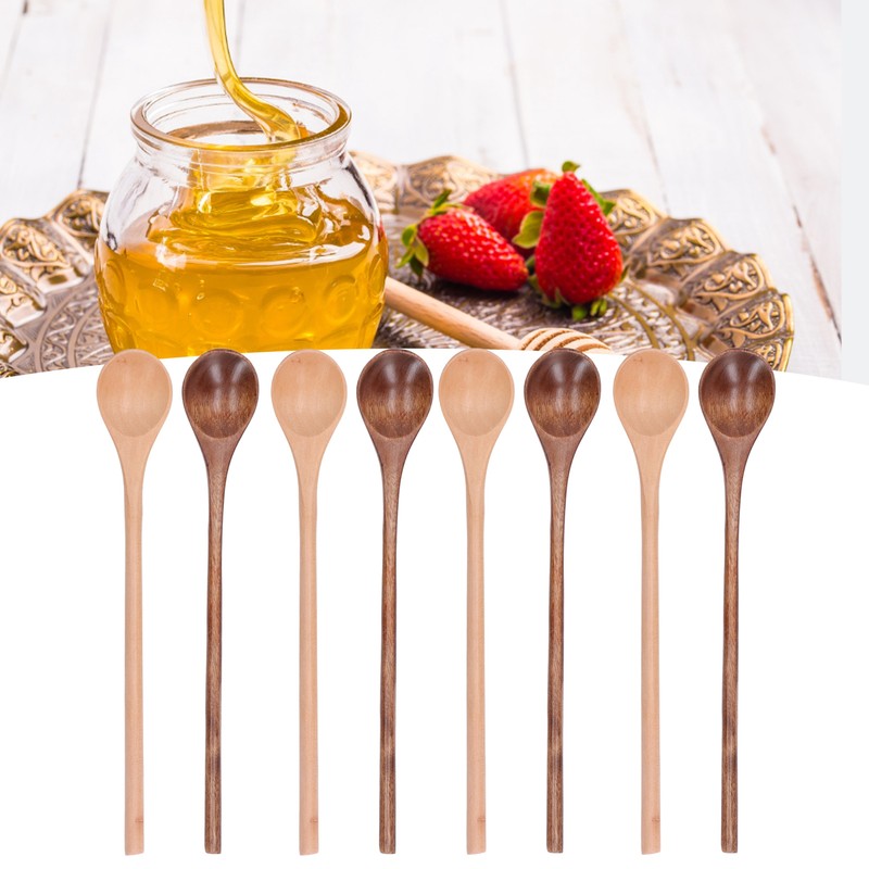 8 Pcs Wooden Spoon Beech Wood Safe Environmentally Friendly Wooden