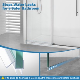 Shower Door Bottom Seal Strip, 2PCS Seal Strip, Ultra Clear PVC, 39" Length, Fits 12mm Thick Glass, Prevents Leaks, Easy Installation, No Adhesive Required (Ultra Clear, 39in for 1/2"(12mm) Door)