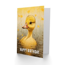 Artery8 Kids Birthday Cute Sweet Duckling Duck Pond Flowers For Child Girl Daughter Blank Inside Greeting Card