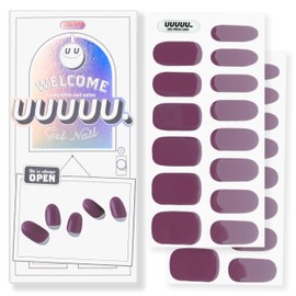 UUUUUU Semi Cured Gel Nail Strips | Salon-Quality | UV Free Gel Nail Wraps for Women | Easy Peel&Stick | Long-Lasting up to 14 Days | 28 Strips Set+File & Wipes | Gift-Ready(UGN170 Deep Plum)