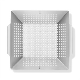 Pure Grill BBQ Vegetable Grilling Basket - Stainless Steel Barbecue Wok Pan Tray