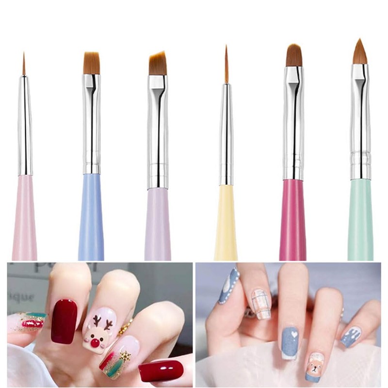 GEMBITYFUL Nail Art Brushes 6Pcs - Painting, Liner, Dotting Pens