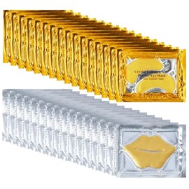 32 pares de mascarillas para ojos y labios, parches de colágeno de 24 quilates para debajo de los ojos para ojeras e hinchazón, reducen las arrugas de los labios, evitan las grietas y elim