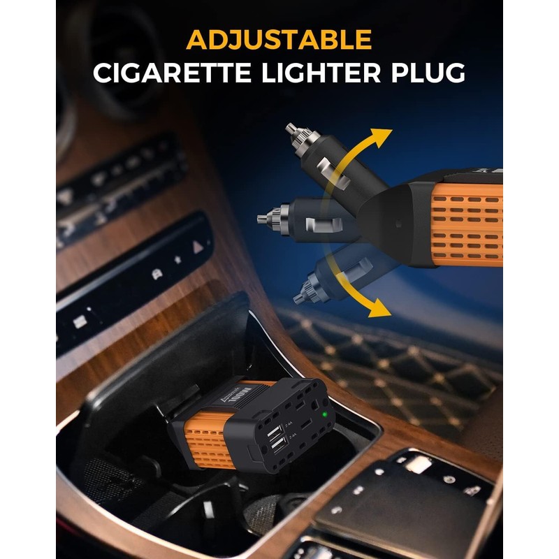 Ampeak 100W Car Power Inverter 2 Usb 2.4A Ports Ac
