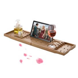 Deluxe Bathtub Tray, Adjustable Bathtub Rack, Non Bamboo Product, Ladies Favorite Gift Waxwood