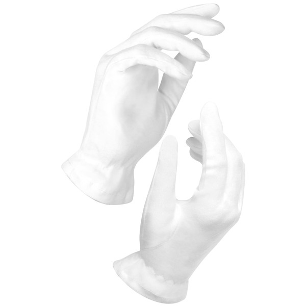 White Cotton Gloves for Eczema Moisturizing Dry Hands for Women and Men - Thick Reusable Lotion Spa Glove for Sleeping (XL 10 Pack) - Beauty Care Wear