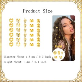 72 Pcs Hair Jewelry For Braids, Hair Jewelry for Braids Hair Rings for Women and Girls, Metal Gold Braids Rings Cuffs Clips for Dreadlock Accessories Hair Braids Jewelry Decorations(Gold)