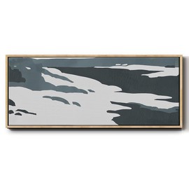 Renditions Gallery Floater Framed Wall Art for Office Cutter Island Abstract Canvas Paintings Decorations for Lounge Drawing Room - 12"X30" NATURAL GAL035