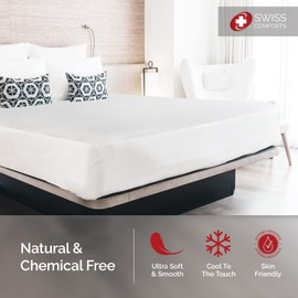 Swiss Comforts 100% Waterproof Mattress Protector Twin Size - Tencel Mattress Cover | Naturally Cooling, Breathable & Noiseless | Soft Fitted Bed Sheet (Tencel, Twin 39"x75")