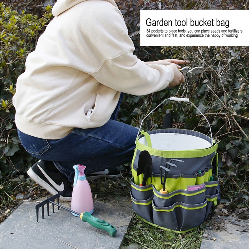 34 Pocket Garden Tool Bucket Bag Color Matching Tool Storage