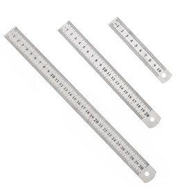 3 Stainless Steel Rulers, Rulers, 10, 20, 30 cm (4, 8, 12 Inch) Measuring Tools, Suitable for Office, School, Home Study