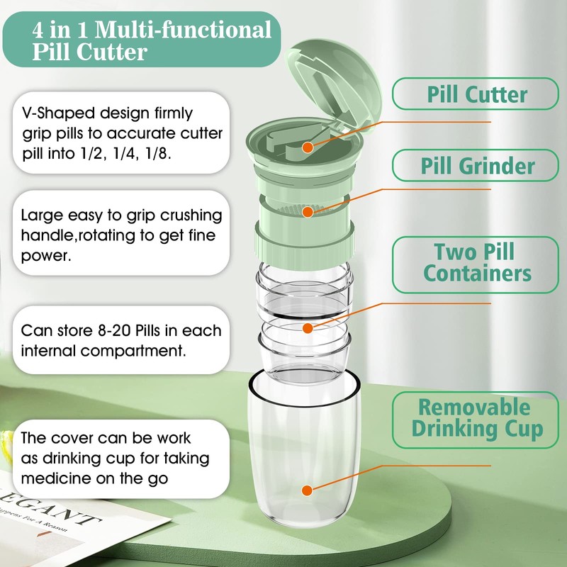 Pill Cutter Splitter with Dispenser, Pill Cutter for Small or