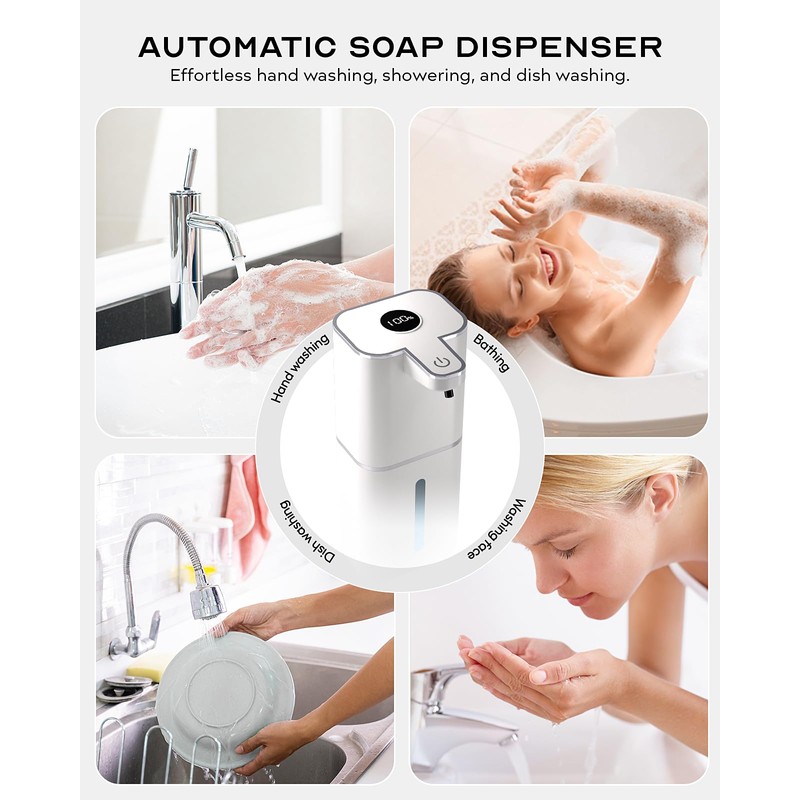 MTYGK Automatic Soap Dispenser Touchless, 6-Level Adjustable,13.5oz/400ml Rechargeabled Wall Mounted