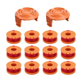 CDIYTOOL Pack of 14 Grass Trimmer Spool for Worx WA0010, Grass Trimmer Line for All 20 V Worx Grass Trimmers, Diameter 1.65 mm, 3 m Length Trimmer Thread Spool (12 Spools + 2 Caps)