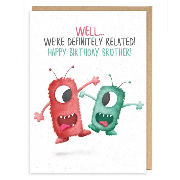 Funny Brother Birthday card, Happy Birthday Brother, Cute crazy monsters,