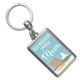 speecheese Seagull Keyring with Saying "Ich brauche immer Meer Nordsee-Liebhaber Strandaccessoire Holiday Lucky Charm for Suitcase Aeroplane, multicoloured