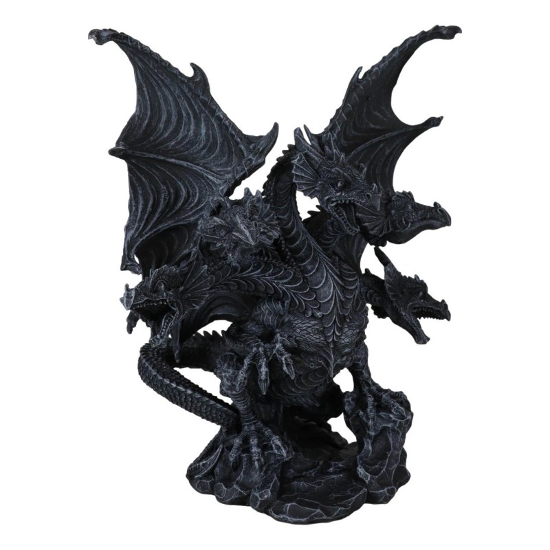 Gothic Faux Stone Ancient Legendary Five Headed Dragon Hydra Roaring