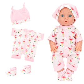 Miunana Doll Clothes Clothing Outfits for Baby Dolls 35-43 cm Jumpsuit Hat Sock for 14-16 Inch Dolls