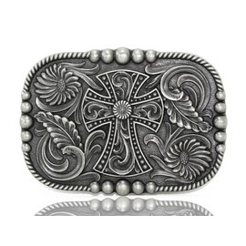 GURANSE Religious Cross Acanthus Carving Belt Buckle With Western Cowboy Symbol Style
