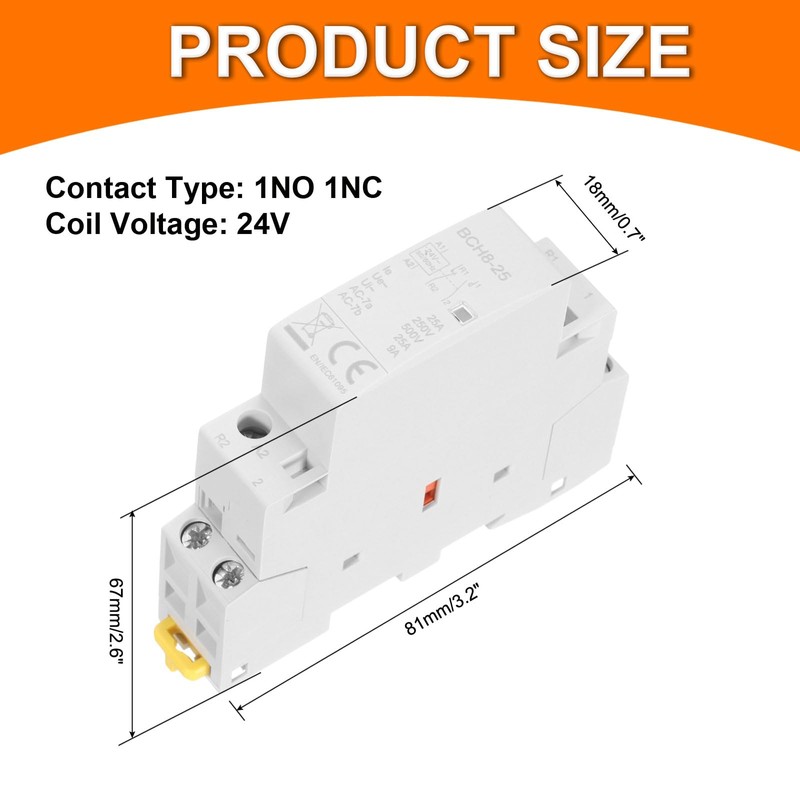 sourcing map AC Contactor 25A 2 Pole 1NO 1NC 24V