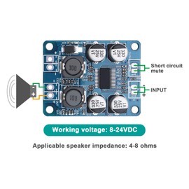 Create idea 2Pcs PBTL Mono Amplifier Board TPA3118 Mono Digital Audio Amplifier Board Module for Home and Car Audio System Modification 60W DC 8-24V