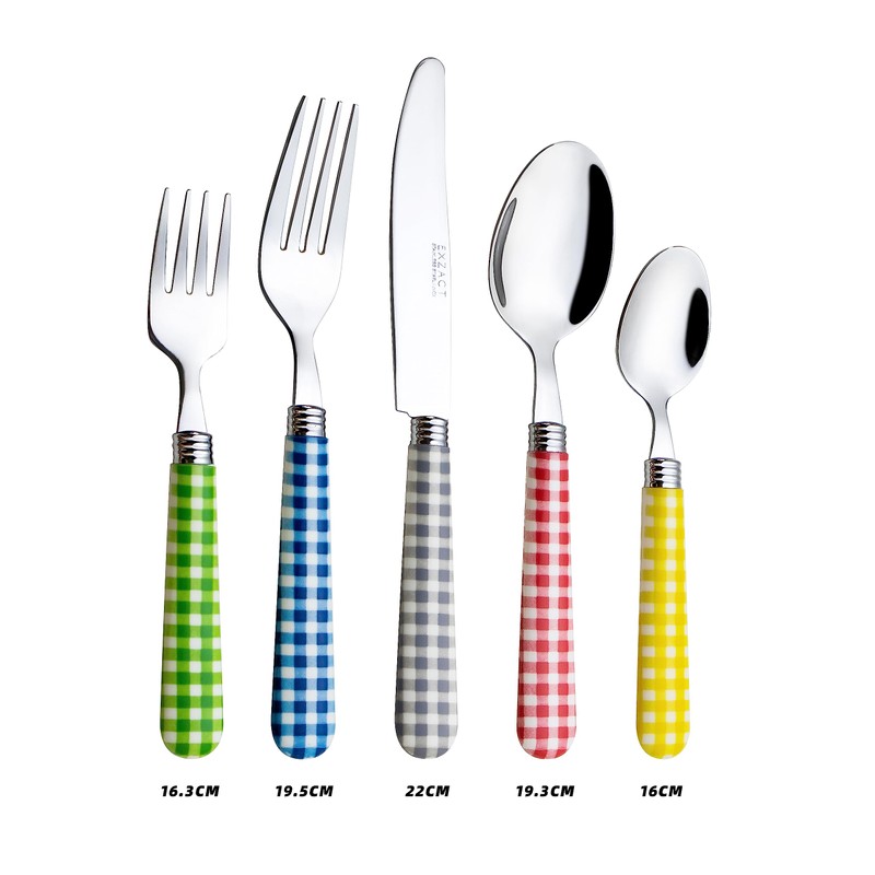Exzact 20 Piece Stainless Steel Checked Handles Cutlery Set Dishwasher