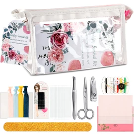 Kit de supervivencia de boda de 132 piezas, kit de emergencia para boda, día de novia, propuesta de regalo, mini kit de emergencia para mujeres con bolsas de maquillaje, suministros de emergencia para boda floral (estilo floral)