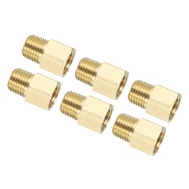 PATIKIL Brass Pipe Fitting Hex Bushing 6mm NPT Male to 1/4" NPT Female Reducing Adapter Pipe Extension Fittings for Tub Spout Shower Gold 6 Pack