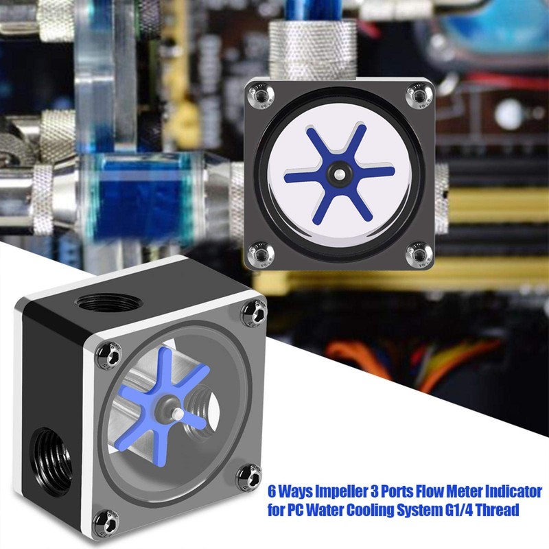 Computer Water Coolin Flow Meter, G1/4 Thread 6 Impeller 3