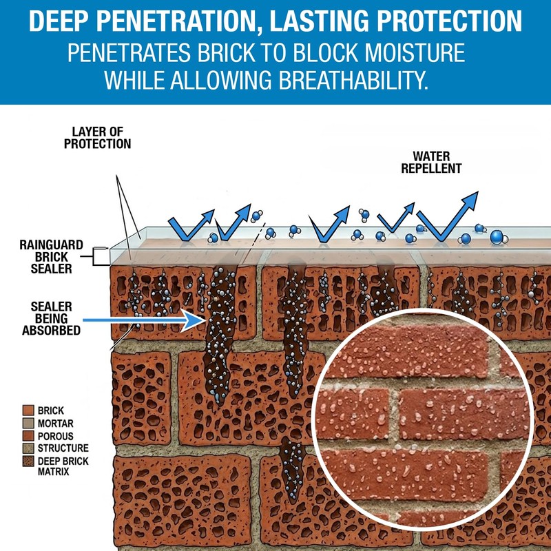 Rainguard Brick Sealer Concentrate - Penetrating Water-Based Silane Siloxane Waterproofer