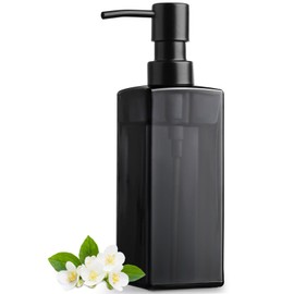 GMISUN Black Soap Dispenser, Hand Soap Dispenser Bathroom, Glass Soap Dispenser with Stainless Steel Pump, 12oz Dish Soap Dispenser for Kitchen, Modern Refillable Liquid Soap Dispenser Bottle