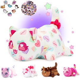 KOWSI Candy Hearts Cat Plush Toys Blind Box Polyester Embroidery Plush Pillow-Cute Popular Cat Plush Collectibles (Candy Hearts Cat Plush)