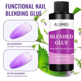 AIJIMEI Nail Polish Thinner Glue 8fl.oz Clear Nail Blending Glue for Blending, diluting, Mixing Nail Glitter Powder Mixer Gel Nail Polish Dilution Color Sequins Mixing Glue 240ml for Nail Designer