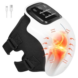 Medcursor Knee Massager with Heat, Cordless Knee Massage with 3 Heating Levels & 3 Vibration Modes, Heated Massage with LED Screen & Adjustable Straps (White)
