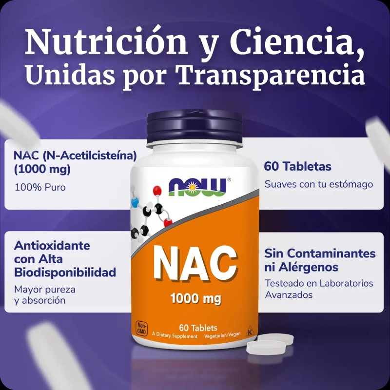 Nac 1000mg Antioxidante Anti Radical Libre Tabletas