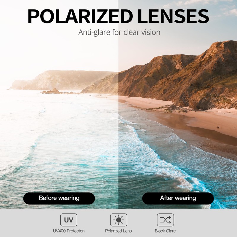 LVIOE Sunglasses Womens Polarised Lens Anit Glare UV400 Protection for