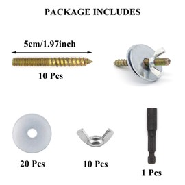 Set of 10 Branch Screws Fastening Set Stainless Steel for DIY Platform Stand Attachment to Cage DIY for e.g. Bird Cages, Seating Boards, Perches and Nest Accessories