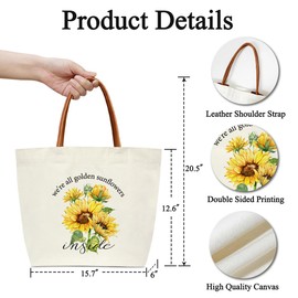 lamocho Sunflower Floral Tote Bags for Women, Sunflower Gifts for Women Friend Sister, Summer Grocery Floral Bag Shopping Handbag -14