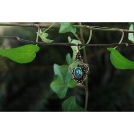 Windalf Salia Pendant Height: 3.1 cm Medieval Jewellery Abalone Shell Elegant Bronze, Fabric, Abalone