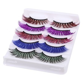 WOONEKY 5 Pairs Green Eyelashes Wispy Lash Clusters for Stage Makeup Silk Lash Extensions
