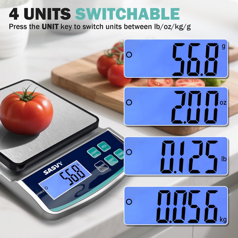 SASVY Digital Lab Scale 5000g x 0.1g oz/lb/g/kg Precision Electronic