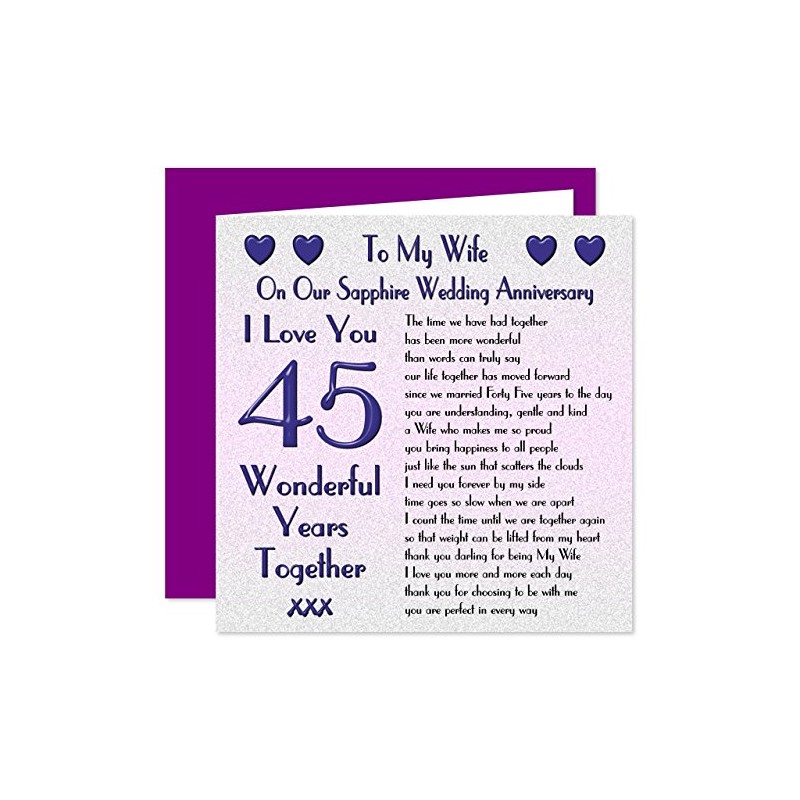 My Wife 45th Wedding Anniversary Card - On Our Sapphire