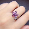 Natural Amethyst Gemstone Adustable Ring, 5 Pear Cut 1.6 Ctw,