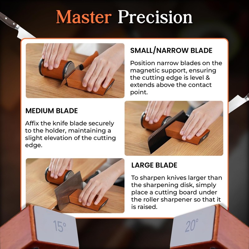 Rolling Knife Sharpener – Kitchen Knife Sharpener with Diamond Grinding