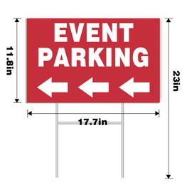 FIEXRNJ 2Pcs Event Parking Double Side Sign with Arrows, 12x18 Inches Waterproof Sign Corrugated Plastic Yarn Directional Guest Signage for Outdoors